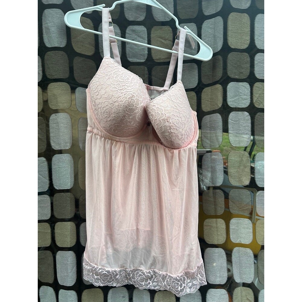 Daisy Fuentes Ballerina babydoll chemise with a lace-accented push-up bra top